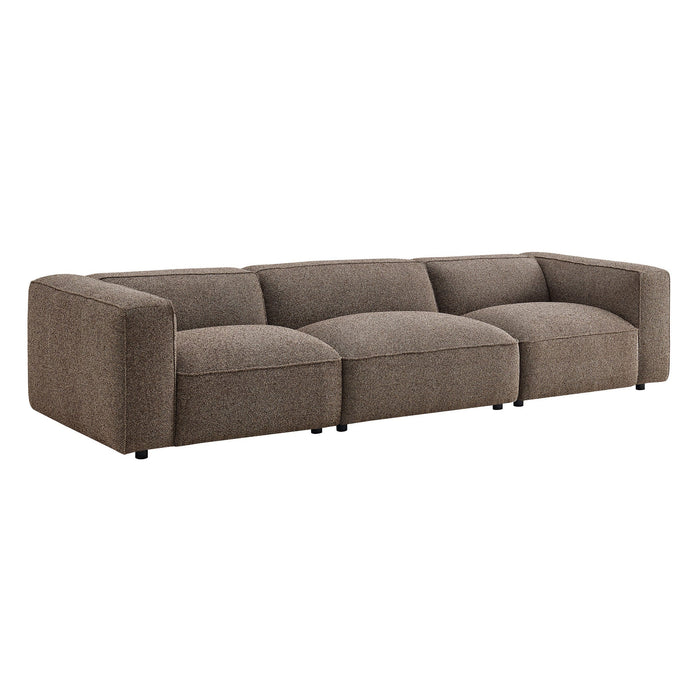 Modway Auren 3 Piece Lattice Bouclé Upholstered Modular Sofa in Earth - front view