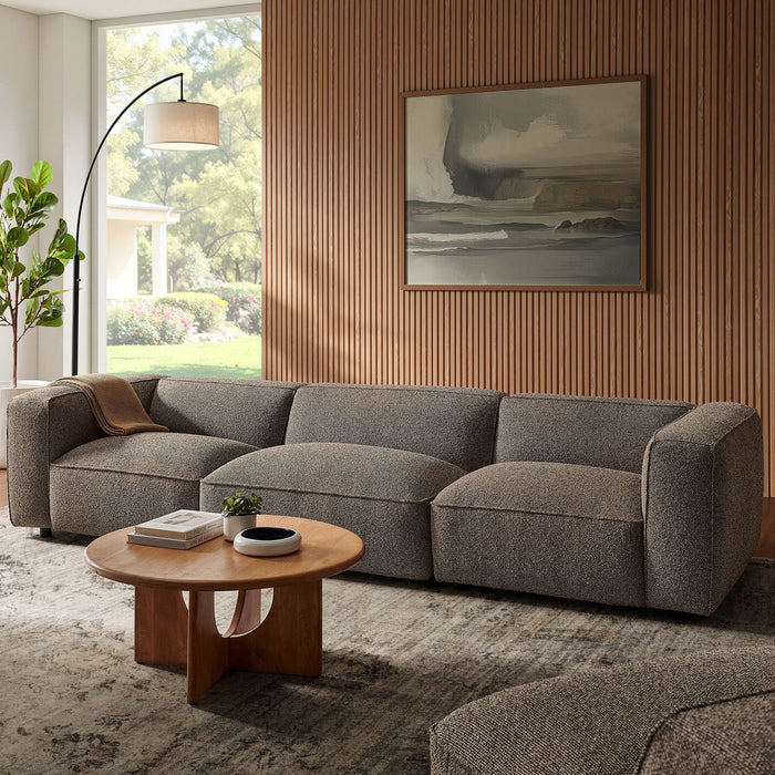 Modway Auren 3 Piece Lattice Bouclé Upholstered Modular Sofa in Earth - side view