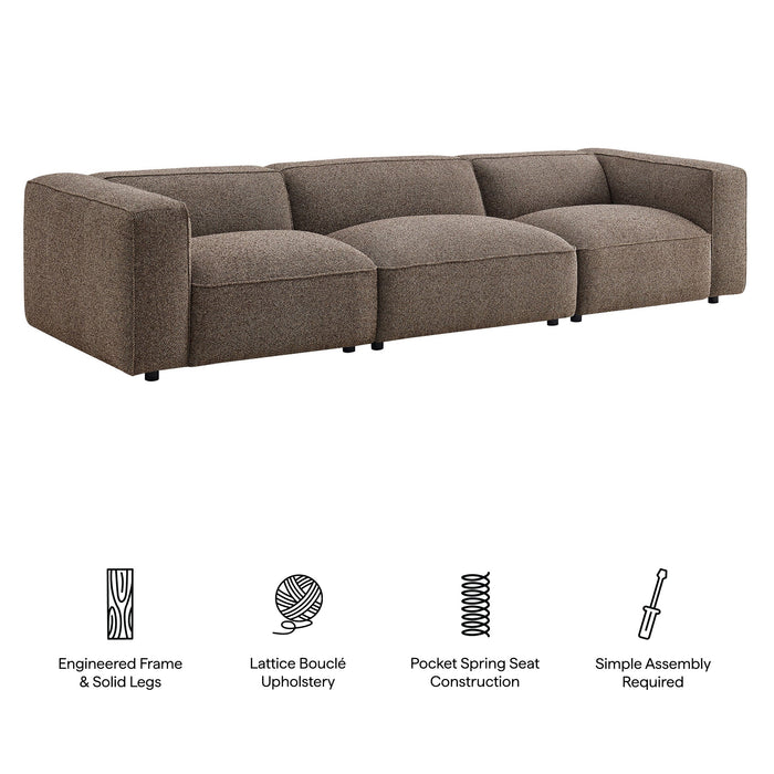 Modway Auren 3 Piece Lattice Bouclé Upholstered Modular Sofa in Earth - dimensions and specifications
