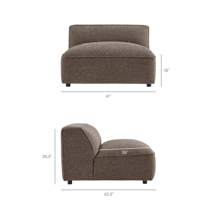 Modway Auren 3 Piece Lattice Bouclé Upholstered Modular Sofa in Earth - dimensions and specifications 21