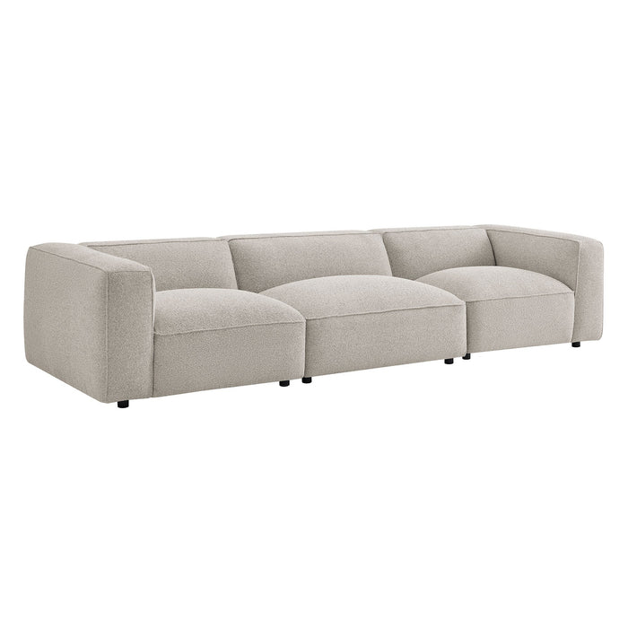 Modway Auren 3 Piece Lattice Bouclé Upholstered Modular Sofa in Fog - front view