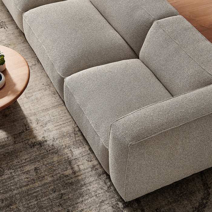 Modway Auren 3 Piece Lattice Bouclé Upholstered Modular Sofa in Fog - angled view