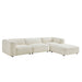 Modway Auren 4 Piece Lattice Bouclé Upholstered Modular Sofa with Ottoman in Cream - front view