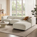 Modway Auren 4 Piece Lattice Bouclé Upholstered Modular Sofa with Ottoman in Cream - side view