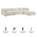 Modway Auren 4 Piece Lattice Bouclé Upholstered Modular Sofa with Ottoman in Cream - dimensions and specifications