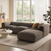 Modway Auren 4 Piece Lattice Bouclé Upholstered Modular Sofa with Ottoman in Earth - side view