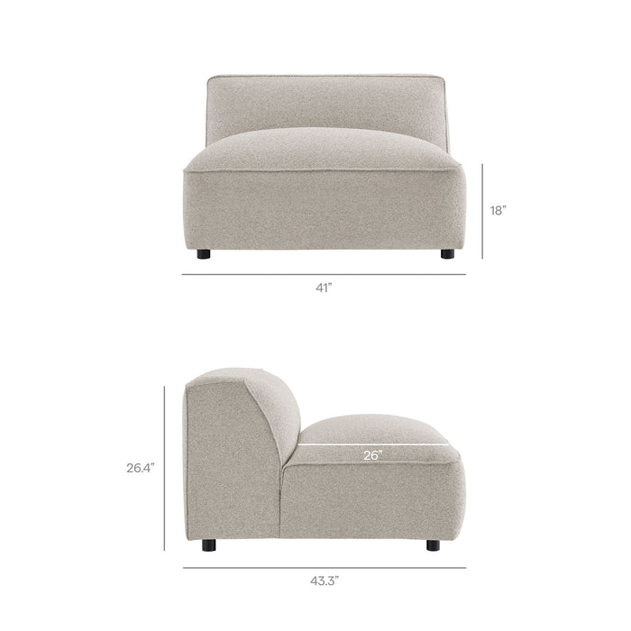 Modway Auren 4 Piece Lattice Bouclé Upholstered Modular Sofa with Ottoman in Fog - dimensions and specifications 12