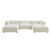 Modway Auren 5 Piece Lattice Bouclé Upholstered Modular Sectional in Cream - front view