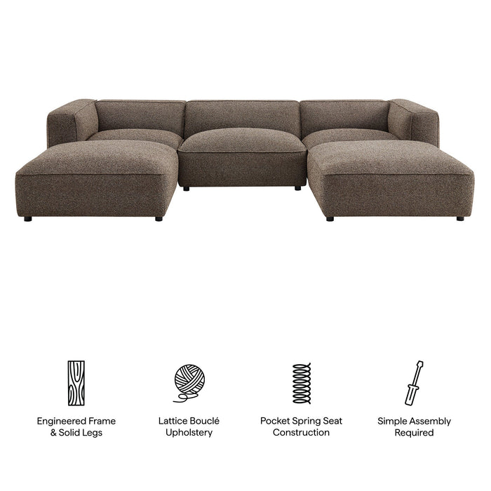 Modway Auren 5 Piece Lattice Bouclé Upholstered Modular Sectional in Earth - dimensions and specifications