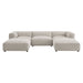 Modway Auren 5 Piece Lattice Bouclé Upholstered Modular Sectional in Fog - front view
