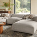 Modway Auren 5 Piece Lattice Bouclé Upholstered Modular Sectional in Fog - angled view