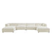 Modway Auren 6 Piece Lattice Bouclé Upholstered Modular Sectional in Cream - front view