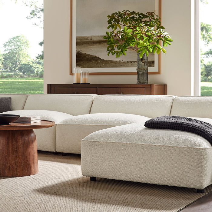 Modway Auren 6 Piece Lattice Bouclé Upholstered Modular Sectional in Cream - angled view
