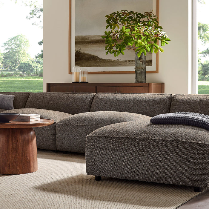 Modway Auren 6 Piece Lattice Bouclé Upholstered Modular Sectional in Earth - angled view