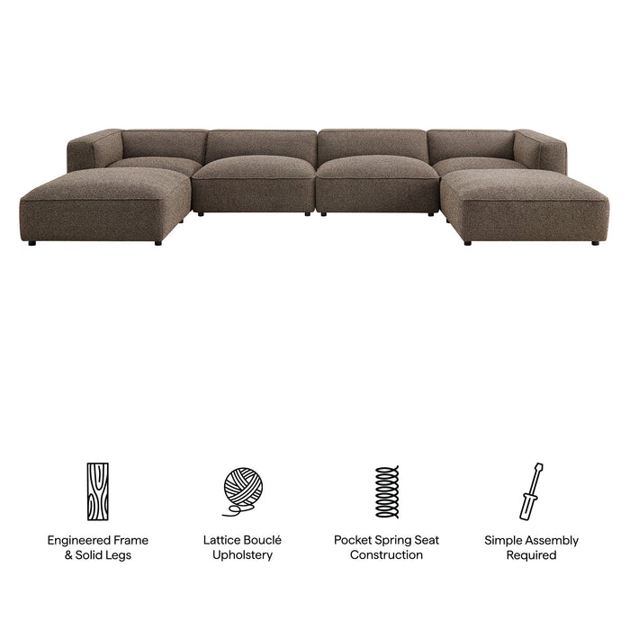 Modway Auren 6 Piece Lattice Bouclé Upholstered Modular Sectional in Earth - dimensions and specifications