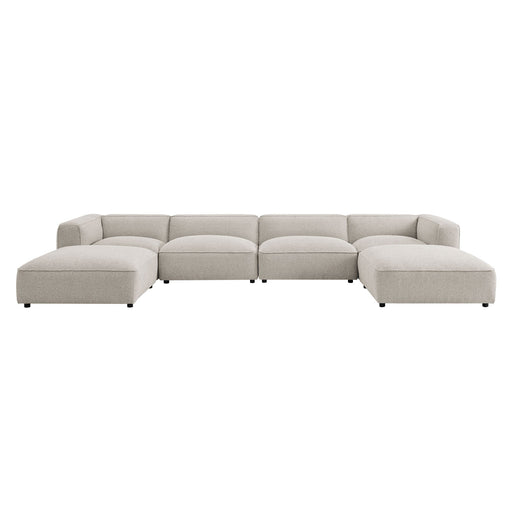 Modway Auren 6 Piece Lattice Bouclé Upholstered Modular Sectional in Fog - front view