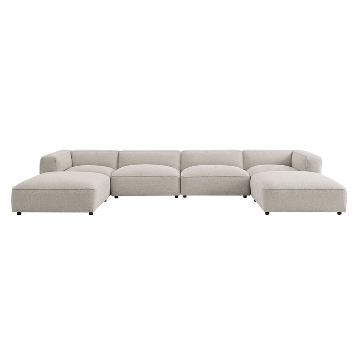 Modway Auren 6 Piece Lattice Bouclé Upholstered Modular Sectional in Fog - front view