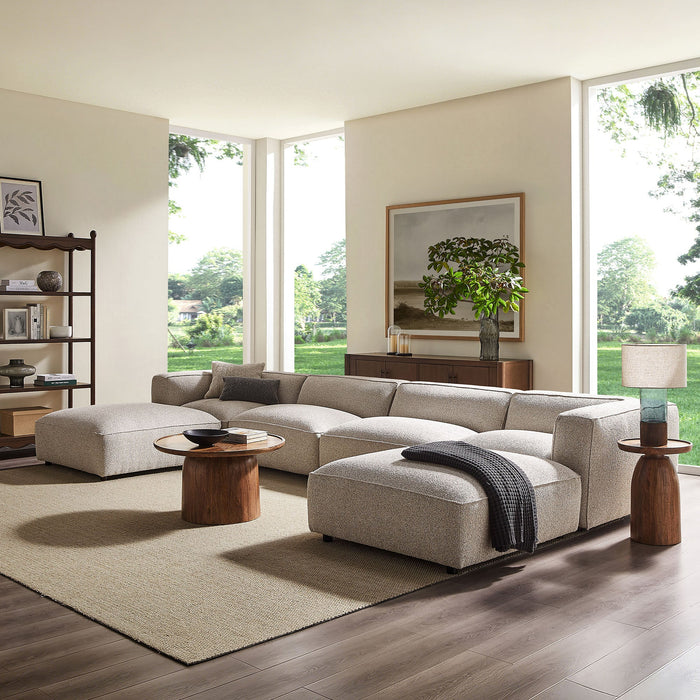 Modway Auren 6 Piece Lattice Bouclé Upholstered Modular Sectional in Fog - side view