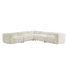 Modway Auren 5 Piece Lattice Bouclé Upholstered Modular Corner Sectional in Cream - front view