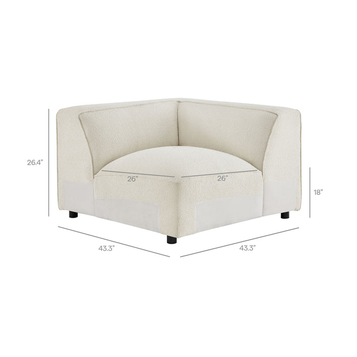 Modway Auren 5 Piece Lattice Bouclé Upholstered Modular Corner Sectional in Cream - dimensions and specifications 16