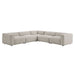 Modway Auren 5 Piece Lattice Bouclé Upholstered Modular Corner Sectional in Fog - front view