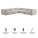 Modway Auren 5 Piece Lattice Bouclé Upholstered Modular Corner Sectional in Fog - dimensions and specifications