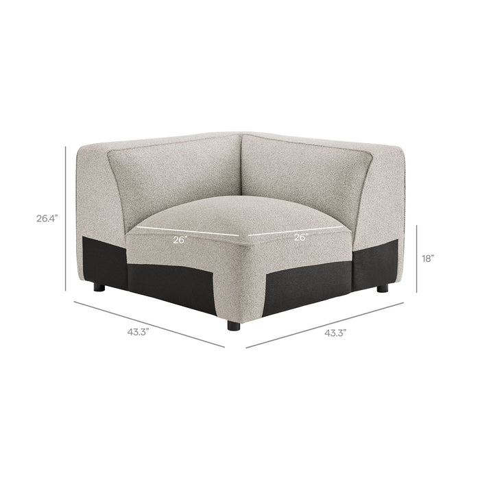 Modway Auren 5 Piece Lattice Bouclé Upholstered Modular Corner Sectional in Fog - dimensions and specifications 23