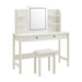 Emmeline Scalloped Makeup Vanity Desk With LED Mirror and Stool White Ivory