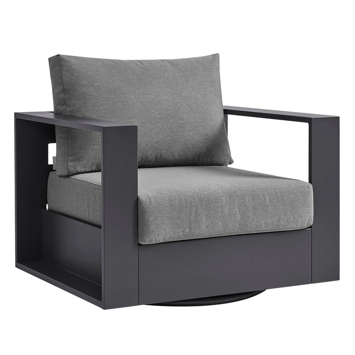 Tahoe Outdoor Powder-Coated Aluminum Swivel Armchair Gray Charcoal