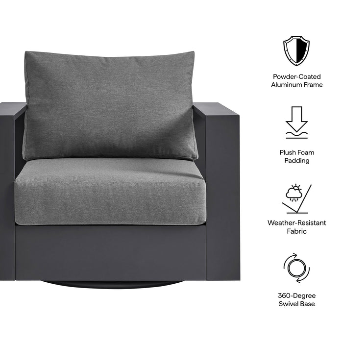 Tahoe Outdoor Powder-Coated Aluminum Swivel Armchair Gray Charcoal