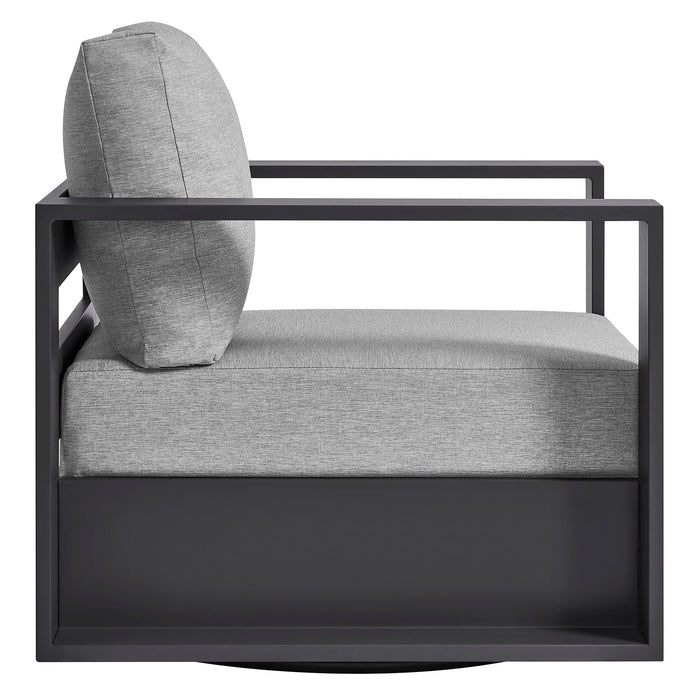 Tahoe Outdoor Powder-Coated Aluminum Swivel Armchair Gray Gray