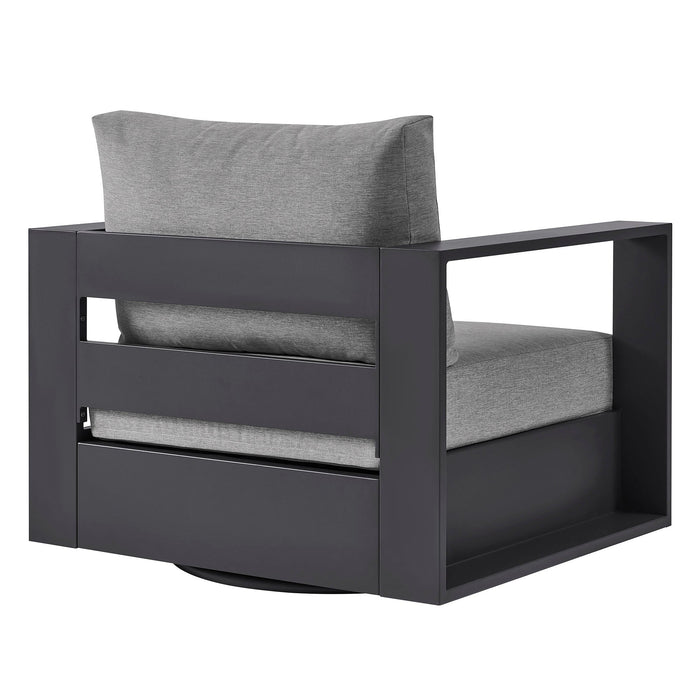 Tahoe Outdoor Powder-Coated Aluminum Swivel Armchair Gray Gray