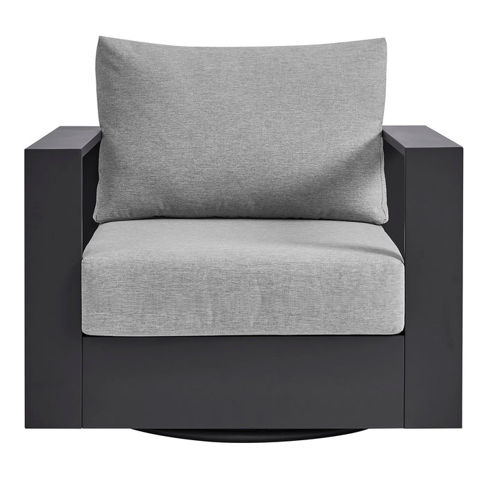 Tahoe Outdoor Powder-Coated Aluminum Swivel Armchair Gray Gray