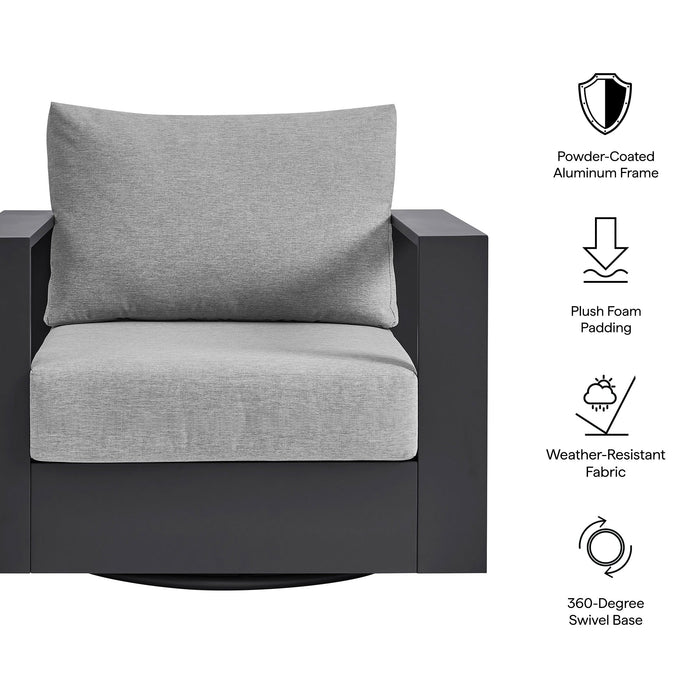 Tahoe Outdoor Powder-Coated Aluminum Swivel Armchair Gray Gray