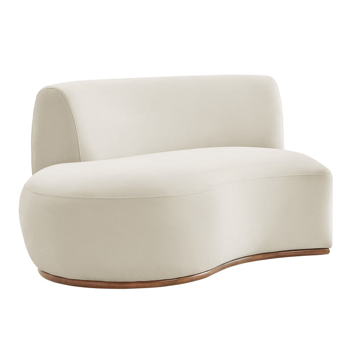 Modway Rialta Curved Left-Arm Performance Velvet Sectional Loveseat in Alabaster - front view