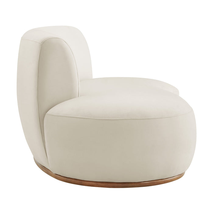 Modway Rialta Curved Left-Arm Performance Velvet Sectional Loveseat in Alabaster - angled view