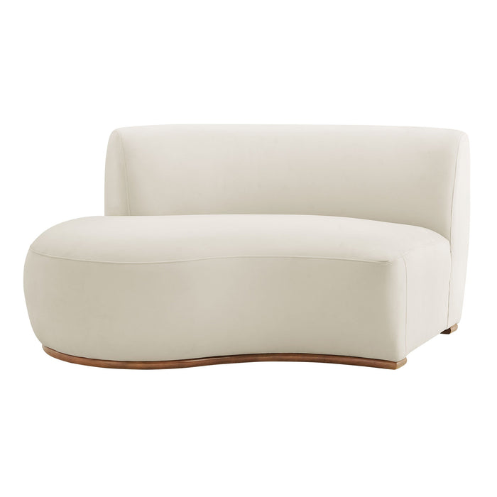 Modway Rialta Curved Left-Arm Performance Velvet Sectional Loveseat in Alabaster - detail view