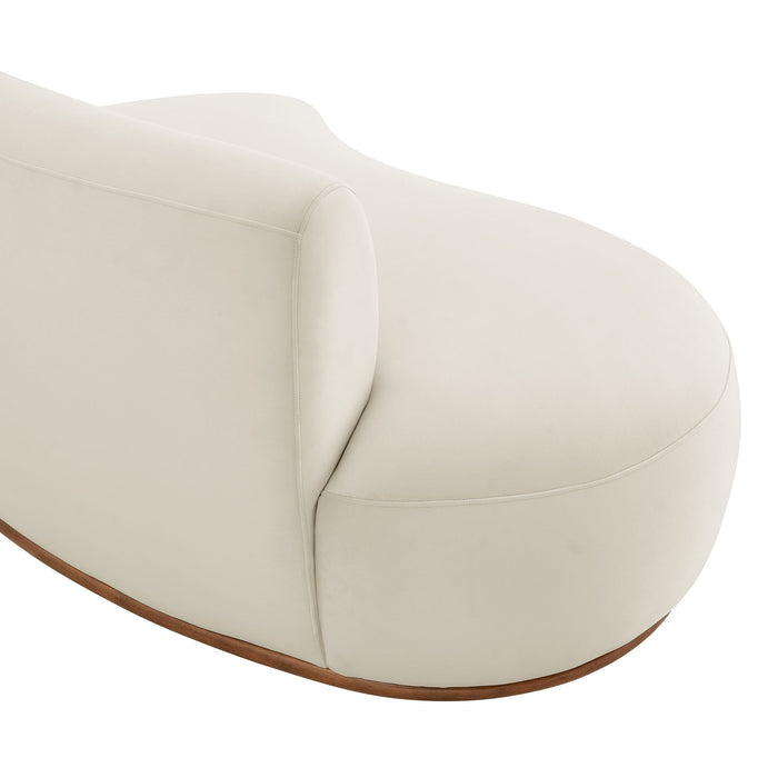 Modway Rialta Curved Left-Arm Performance Velvet Sectional Loveseat in Alabaster - lifestyle view