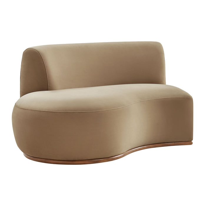 Modway Rialta Curved Left-Arm Performance Velvet Sectional Loveseat in Taupe - front view
