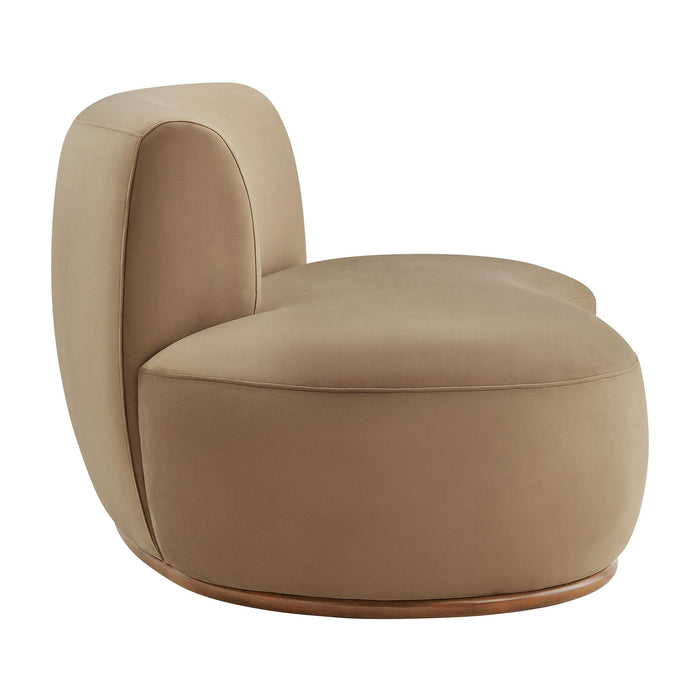 Modway Rialta Curved Left-Arm Performance Velvet Sectional Loveseat in Taupe - angled view