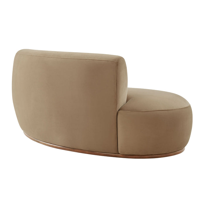 Modway Rialta Curved Left-Arm Performance Velvet Sectional Loveseat in Taupe - side view