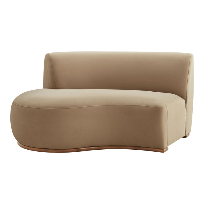 Modway Rialta Curved Left-Arm Performance Velvet Sectional Loveseat in Taupe - detail view