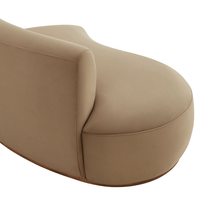 Modway Rialta Curved Left-Arm Performance Velvet Sectional Loveseat in Taupe - lifestyle view