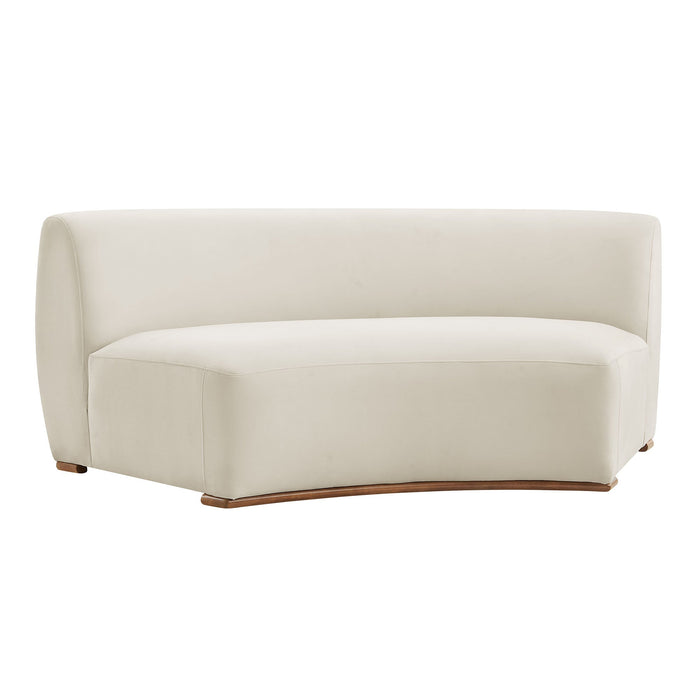 Modway Rialta Curved Armless Performance Velvet Sectional Loveseat in Alabaster - front view