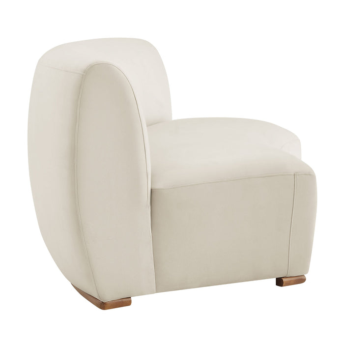Modway Rialta Curved Armless Performance Velvet Sectional Loveseat in Alabaster - angled view
