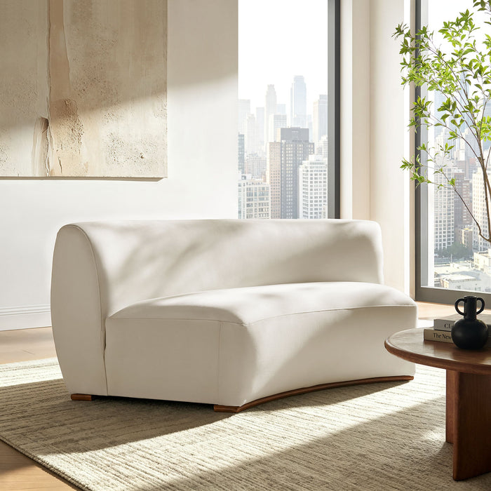 Modway Rialta Curved Armless Performance Velvet Sectional Loveseat in Alabaster - lifestyle view 13