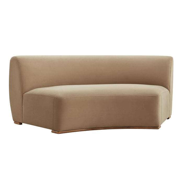 Modway Rialta Curved Armless Performance Velvet Sectional Loveseat in Taupe - front view