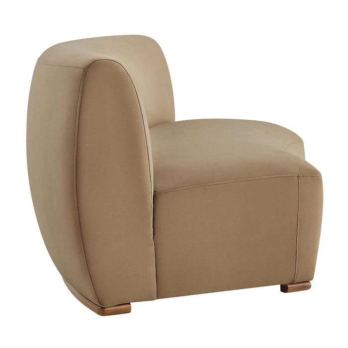 Modway Rialta Curved Armless Performance Velvet Sectional Loveseat in Taupe - angled view