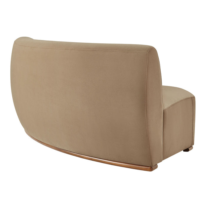 Modway Rialta Curved Armless Performance Velvet Sectional Loveseat in Taupe - side view
