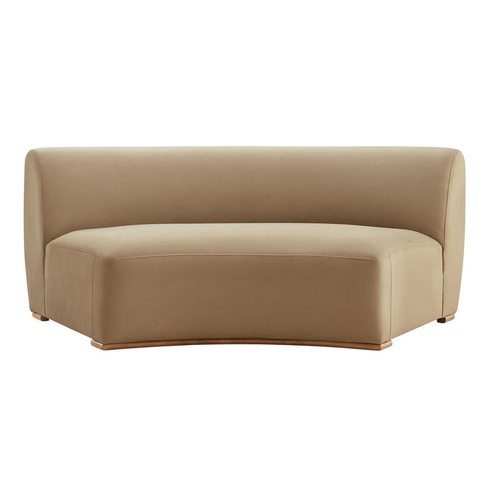 Modway Rialta Curved Armless Performance Velvet Sectional Loveseat in Taupe - detail view
